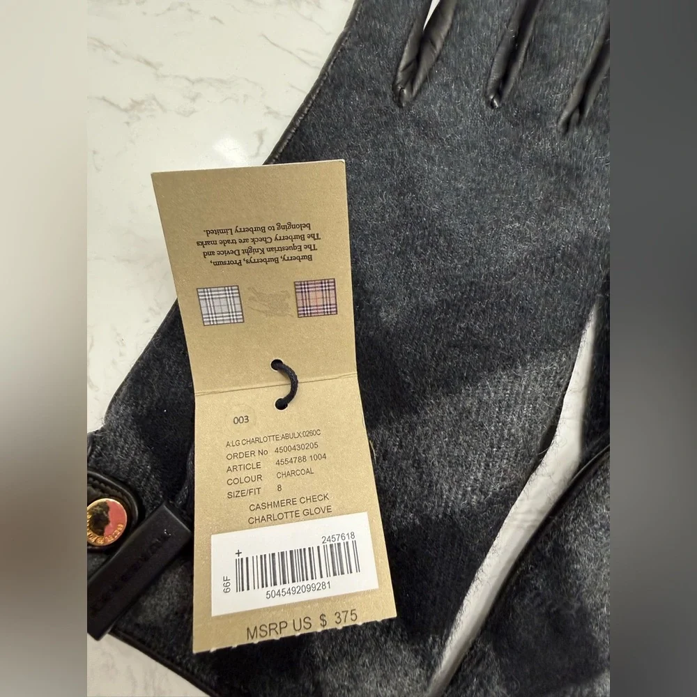 Burberry Dark Gray / Charcoal Plaid Women’s Gloves - Picture 2 of 6